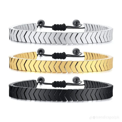 Stainless Steel Hematite Arrow Bracelet