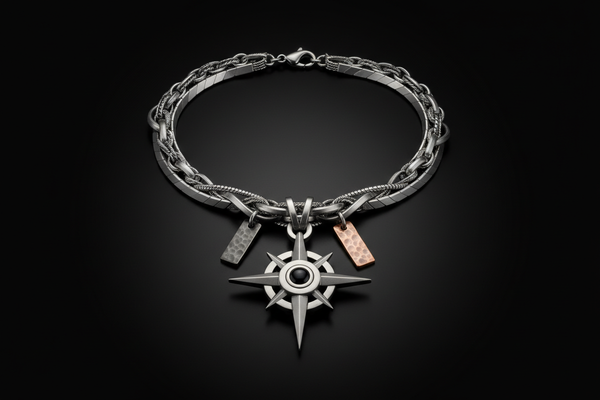I want necklace for men with a black background main accessories